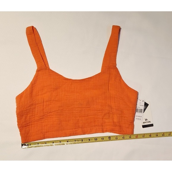 RIP CURL Orange Cropped Sleeveless Wide‎ Strap Square Neck Tank Top Size L - Picture 6 of 7